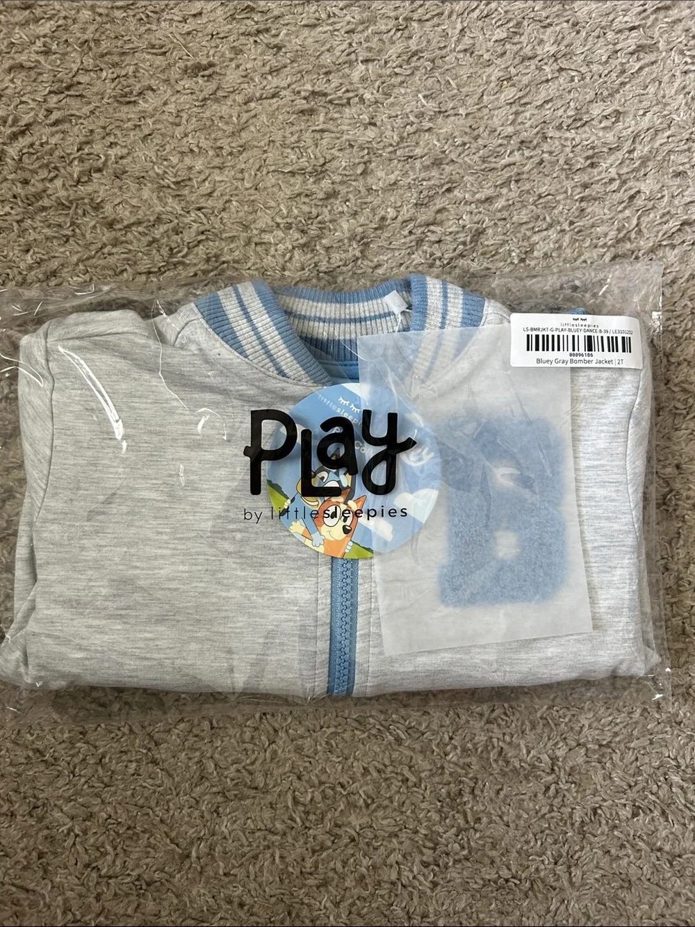 Little Sleepies Bluey Grey Bomber Jacket 2T